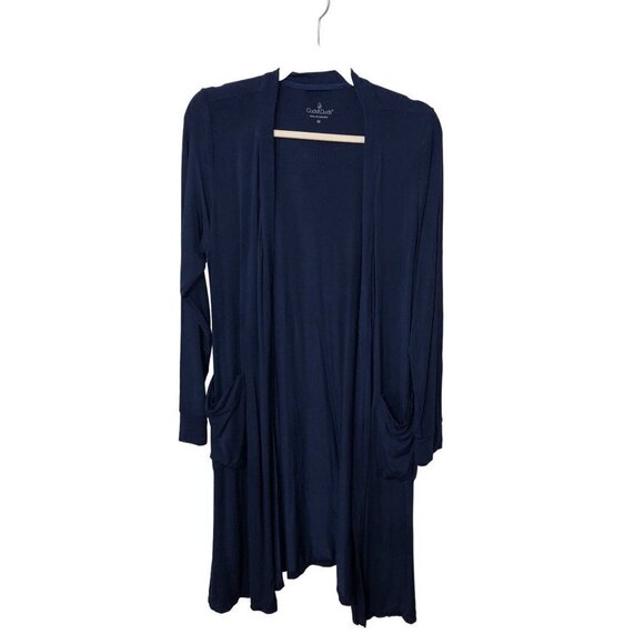 Cuddl Duds Womens Size M Long Line Cardigan Robe Duster Stretch Blue Modal Snaps - Picture 1 of 9